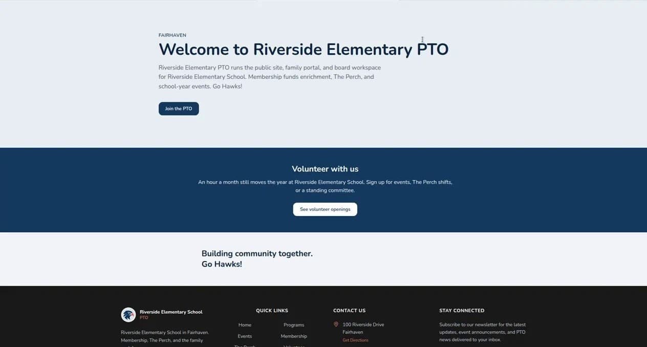 Riverside demo public site homepage